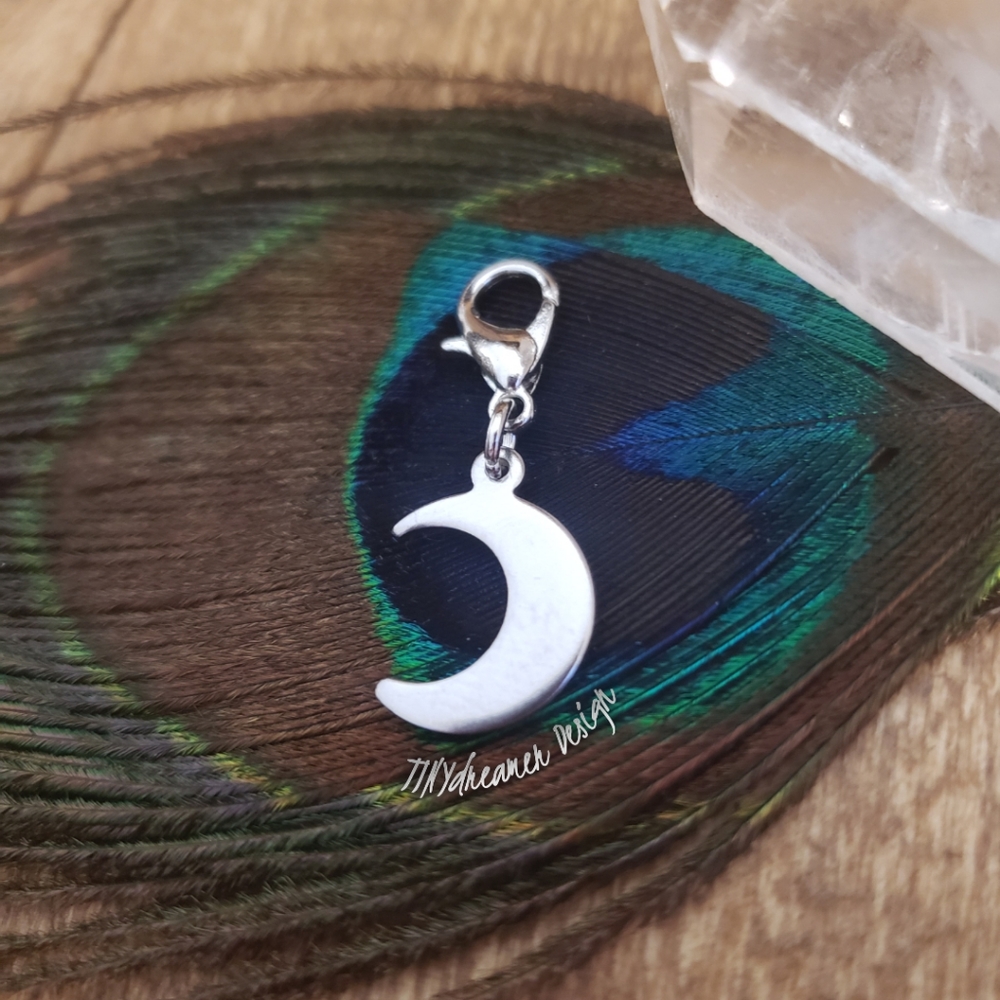 Stainless Steel Crescent Moon Charm for Celestial Charm Bracelet Zipper Bag Clip